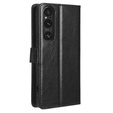 Etui z klapką do Sony Xperia 1 V, Crazy Horse Wallet, czarne