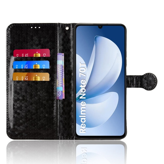 Etui z klapką do Realme Note 70T 4G, Wallet Rhombus, czarne