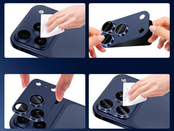 2x Szkło hartowane ERBORD na wyspę aparatów do iPhone 17 Pro, niebieskie