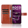 Etui z klapką do Xiaomi Poco M7 Pro 5G, Crazy Horse Wallet, brązowe