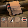 Etui CASEME do Samsung Galaxy Z Fold7 5G, Leather Wallet Case, brązowe