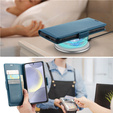 Etui do Samsung Galaxy S24, ERBORD Glossy Litchi, portfel z klapką, niebieskie