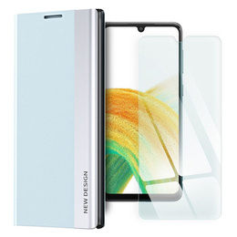 Zestaw Etui Side Magnetic do Samsung Galaxy A33 5G, Niebieskie + szkło