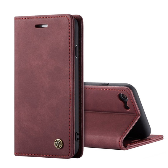 Etui CASEME do iPhone 7/8/SE 2020/SE 2022, Leather Wallet Case, bordowe