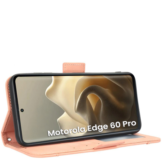 Etui z klapką do Motorola Edge 60 Pro – Card Slot Wallet, różowe