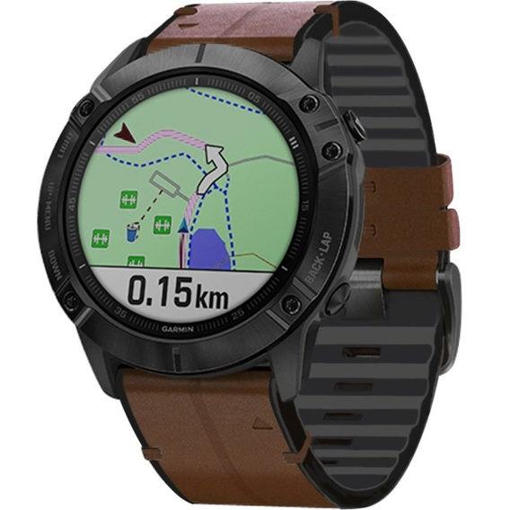 Pasek ze skóry ekologicznej Quickfit 26mm do Garmin, Kawowy