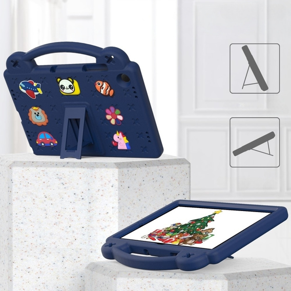 Etui do Samsung Galaxy Tab A9+, Cute Patterns, z podstawką, Granatowe