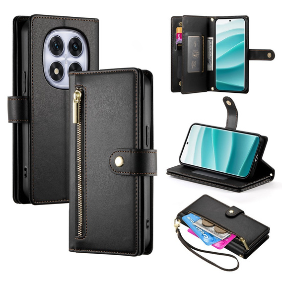 Etui z klapką do Xiaomi Redmi Note 14 Pro 5G / Poco X7 5G, Wallet Zipper Pocket, czarne