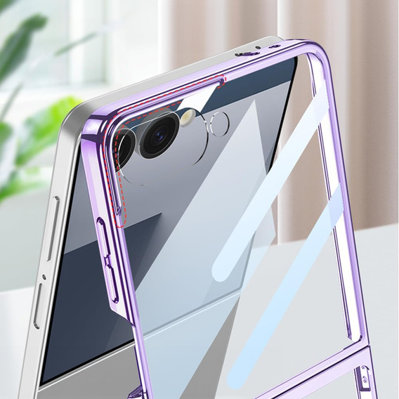Etui ze szkłem do Samsung Galaxy Z Flip7 5G, PC Case, Fioletowe