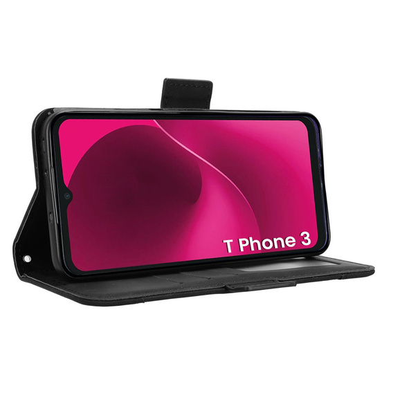 Etui z klapką do T Phone 3 5G, Card Slot, czarne