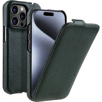 Etui MELKCO z klapką do iPhone 15 Pro Max, skórzane, flip, ciemnozielone