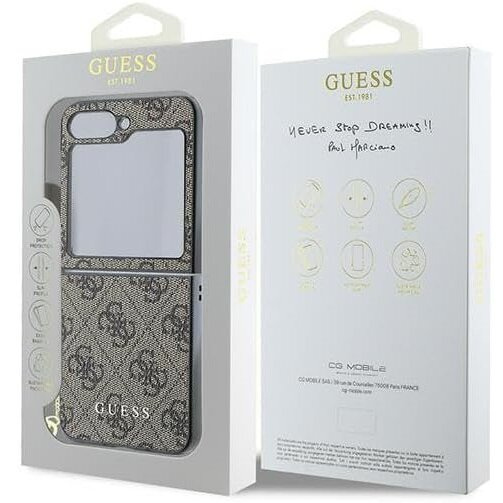 Etui GUESS do Samsung Galaxy Z Flip7 FE / Z Flip6, 4G Charms Collection Hardcase, brązowe