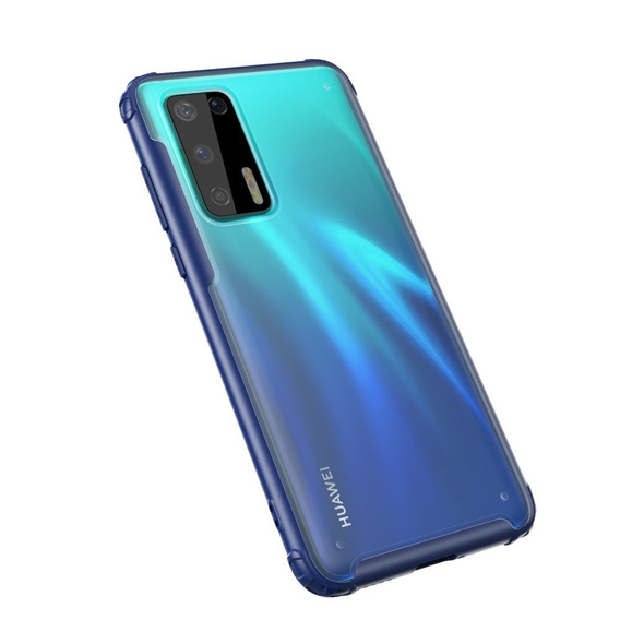 Etui do Huawei P40, Obudowa Fusion Case, Matowe przezroczyste / Niebieska ramka