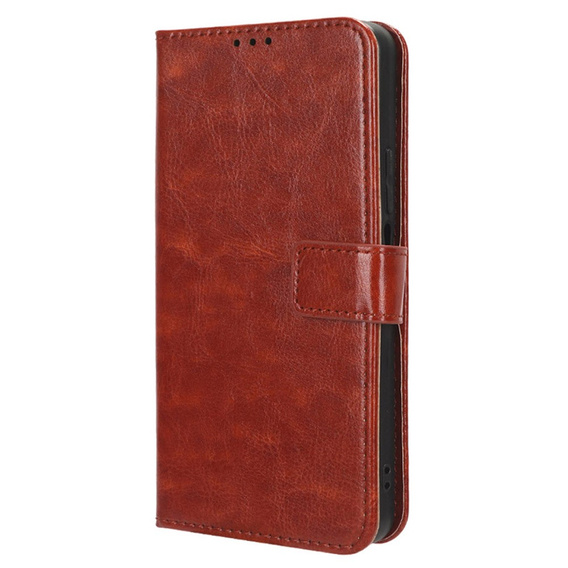 Etui z klapką do Oppo Reno 12FS / 12F, Crazy Horse Wallet, brązowe