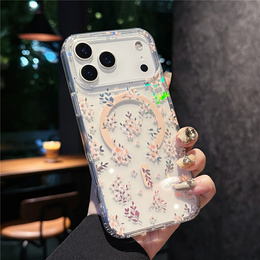 Etui do iPhone 17 Pro Max, Laser Flower, do MagSafe, Geranium