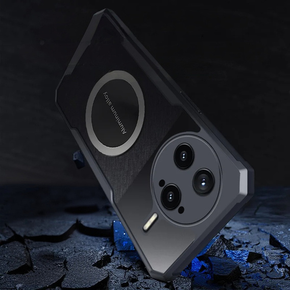 Etui do Xiaomi Poco F7 Ultra, z blaszką magnetyczne, przezroczyste / czarne