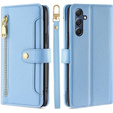 Etui z klapką do Samsung Galaxy S24 FE, Wallet Zipper Pocket, niebieskie