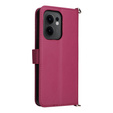 Etui z klapką do Oppo Reno 13F 5G, Crossbody Leather Wallet, bordowe