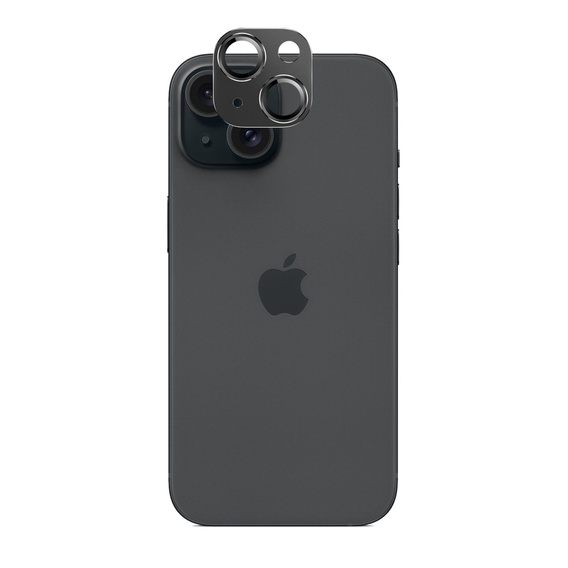2x Szkło + szybka na aparat czarna do iPhone 15 Plus, ERBORD Hartowane 9H
