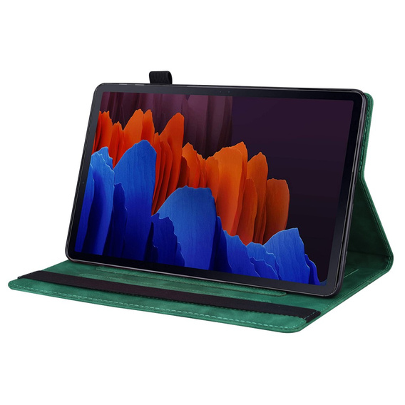 Etui biznesowe z eko-skóry do Samsung Galaxy Tab S10 Lite / S10 FE / S9 FE / S9 / S8 / S7 – zielone