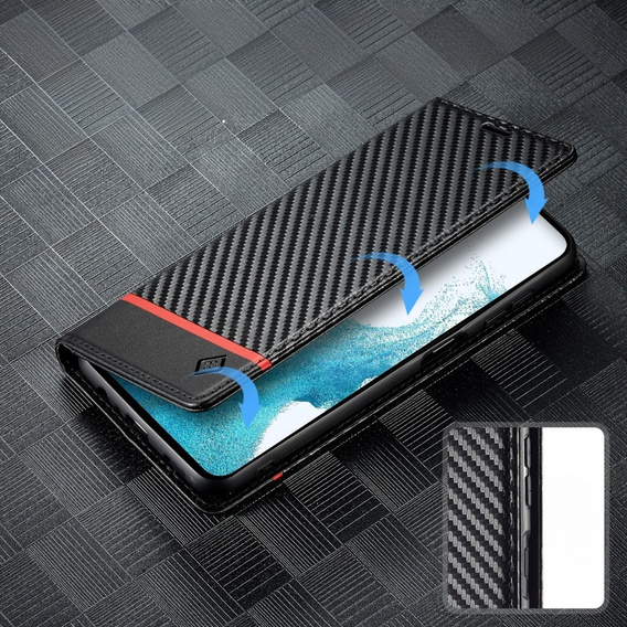 Etui z klapką do Samsung Galaxy A55, Carbon LC.IMEEKE, czarne