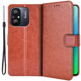 Etui z klapką do Xiaomi Redmi 12C, Crazy Horse Wallet, brązowe