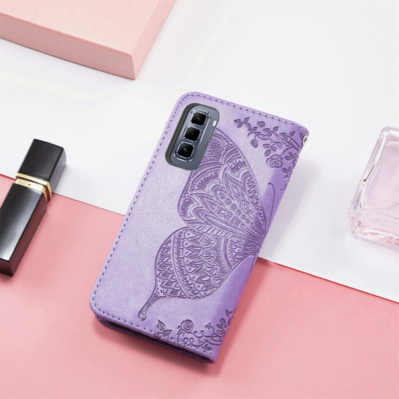 Etui z klapką do Infinix Hot 50 Pro 4G, Butterfly, fioletowe