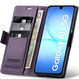 Etui do Samsung Galaxy A17 5G, ERBORD Glossy Litchi, portfel z klapką, fioletowe