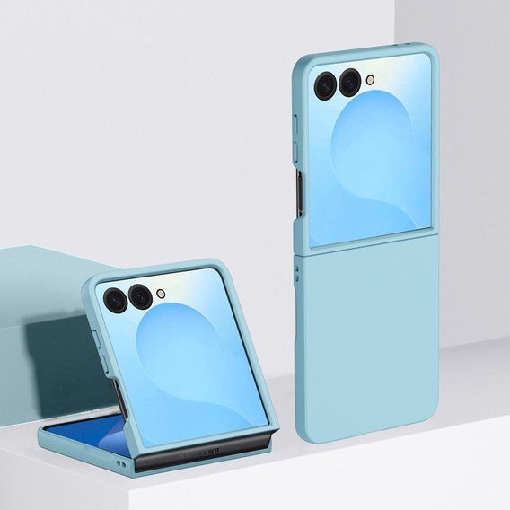 Etui ze szkłem hartowanym na ekran zewnętrzny do Samsung Galaxy Z Flip7 – niebieskie