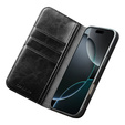 Etui ze skóry z klapką do iPhone 17 Pro Max, QIALINO Genuine Cow Leather – czarne