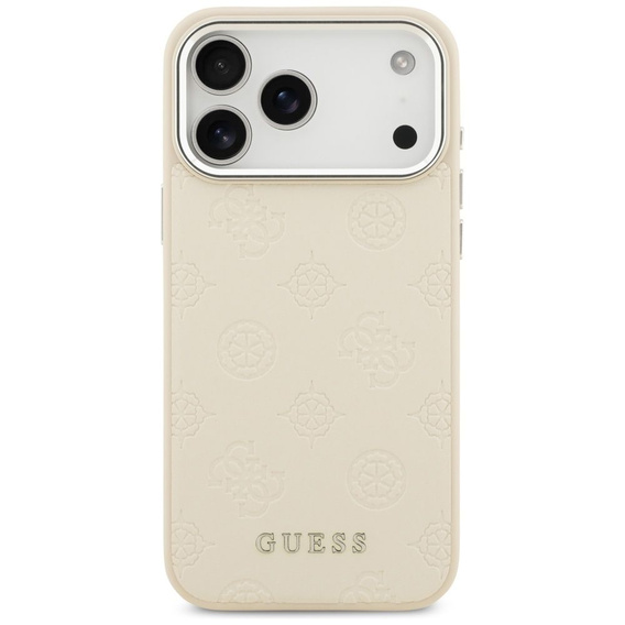Etui GUESS do iPhone 17 Pro Max, Peony Hot Stamp Script, do MagSafe, beżowe