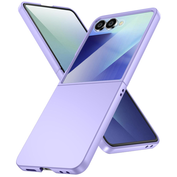 Etui ze szkłem hartowanym na ekran zewnętrzny do Samsung Galaxy Z Flip7 – fioletowe