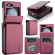 Etui z klapką CASEME do Samsung Galaxy Z Flip5 5G, Litchi Wallet, czerwone