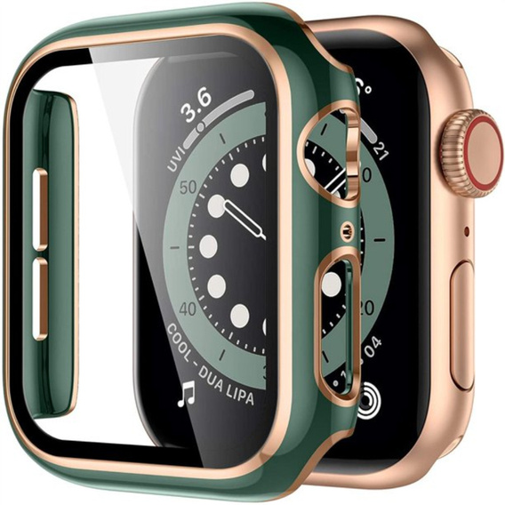 2w1 Etui + Szkło Hartowane do Apple Watch 7/8/9 45mm - Zielony / Złoty