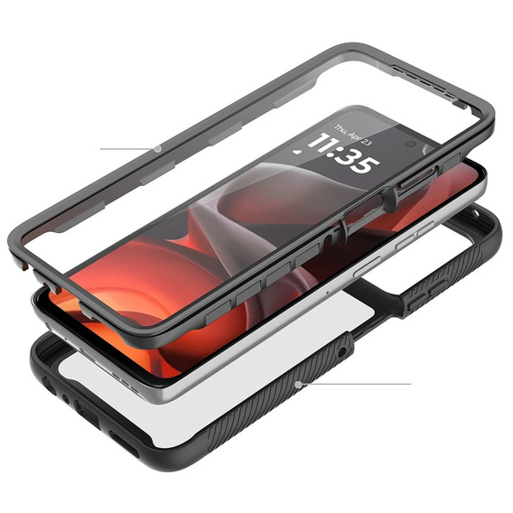Etui do Motorola Moto G56 5G, Shockproof, z folią, czarne