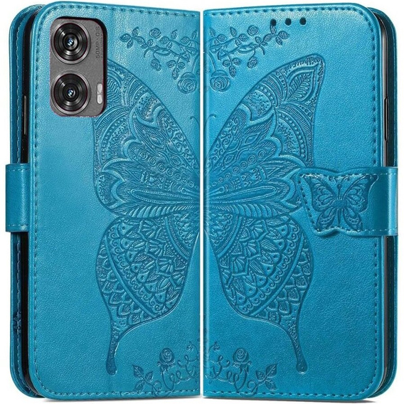 Etui z klapką do Motorola Moto G85, Butterfly, niebieskie