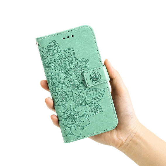 Etui z klapką do Xiaomi Redmi Note 12 4G, Mandala Flower, zielone