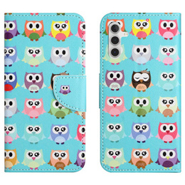 Etui z klapką do Samsung Galaxy M15 5G, Wallet, Owls niebieskie