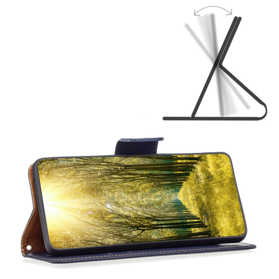 Etui z klapką do Samsung Galaxy A15, Wallet Litchi Leather, niebieskie + szkło 9H
