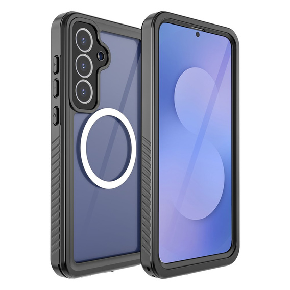 Etui Wodoodporne IP68 do Samsung Galaxy S25 FE, Redpepper, do MagSafe, przezroczyste z czarną ramką