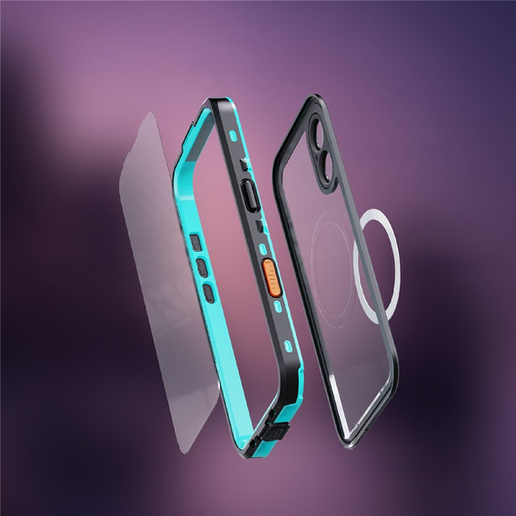 Etui Wodoodporne IP68 do iPhone 17, SHELLBOX MagSafe, niebieskie
