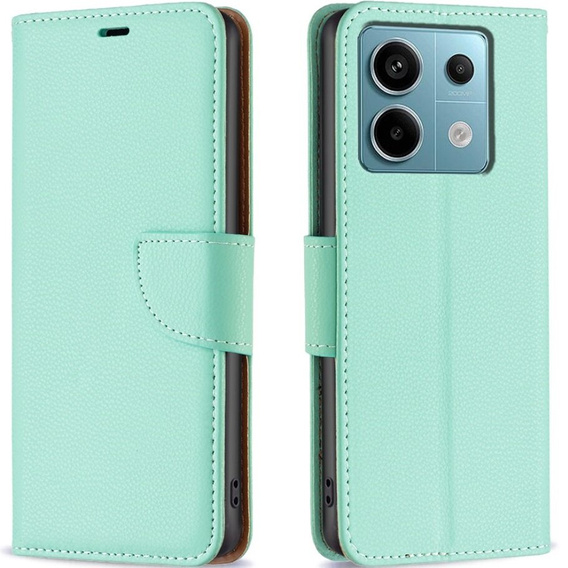 Etui z klapką do Xiaomi Redmi Note 13 Pro 5G, Wallet Litchi Leather, zielone