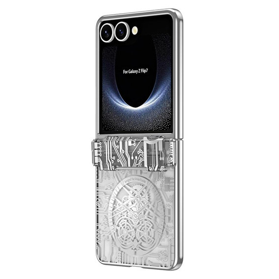 Etui do Samsung Galaxy Z Flip7 5G, Mechanical Legend, srebrne