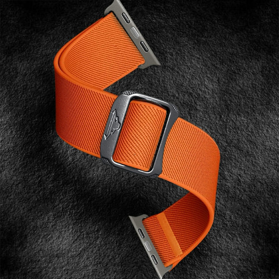 Pasek Nylonowy do Apple Watch 1/2/3/4/5/6/7/8/9/10/11/SE Ultra 1/2/3 42/44/45/46/49mm, elastyczny, Pomarańczowy