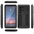 Etui pancerne do Samsung Galaxy S25 Ultra, R-JUST z przesuwną osłoną na aparat, czarne