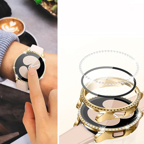 2w1 Etui + Szkło Hartowane do Samsung Galaxy Watch 6 44mm, Złote