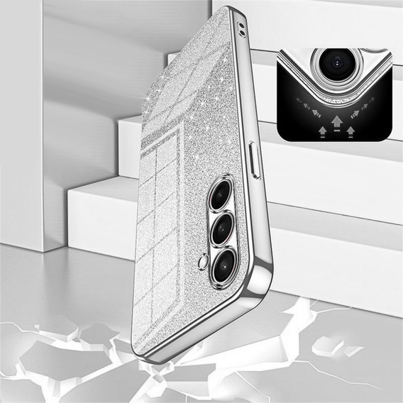 Etui do Samsung Galaxy A57 5G, Glitter Case CamShield, srebrne
