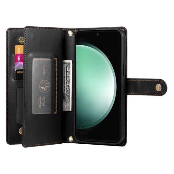 Etui z klapką do Samsung Galaxy S25 Edge, Wallet Zipper Pocket, czarne