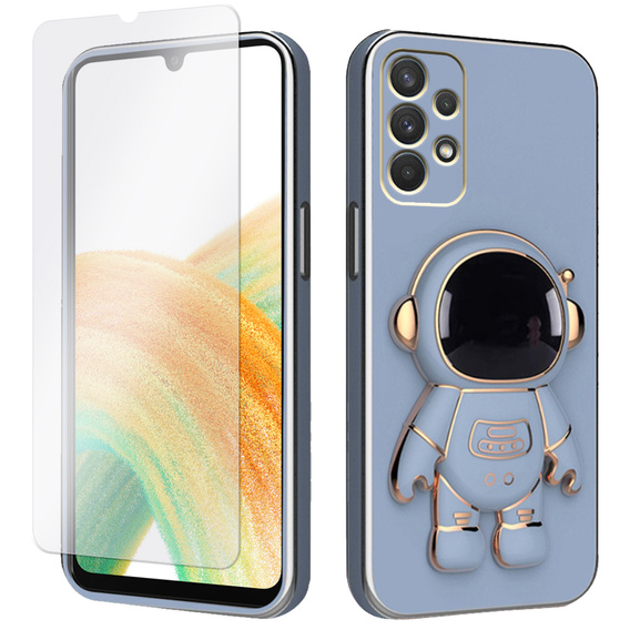 Zestaw Etui Electro do Samsung Galaxy A33 5G, Astronauta, Niebieskie + szkło