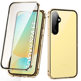 Etui do Samsung Galaxy S24 FE, Magnetic Dual Glass, złote